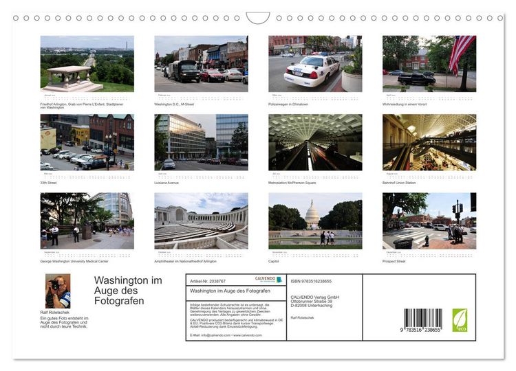 Produktbild: Washington im Auge des Fotografen (Wandkalender 2026 DIN A3 quer), CALVENDO Monatskalender