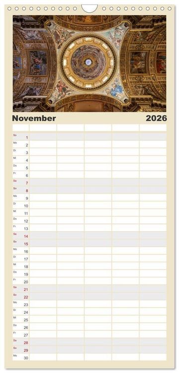 Produktbild: Familienplaner 2026 - Gew&ouml;lbe des Glaubens &ndash; Kirchendecken Europas mit 5 Spalten (Wandkalender, 21 x 45 cm) CALVENDO
