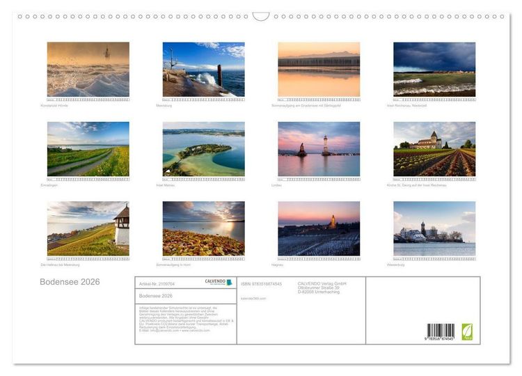 Produktbild: Bodensee 2026 (Wandkalender 2026 DIN A2 quer), CALVENDO Monatskalender