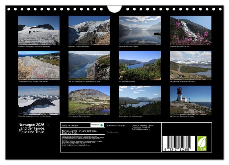 Produktbild: Norwegen 2026 - Im Land der Fjorde, Fjelle und Trolle (Wandkalender 2026 DIN A4 quer), CALVENDO Monatskalender