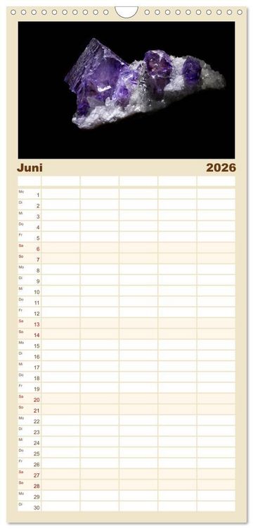 Produktbild: Familienplaner 2026 - MINERALIEN designed by nature mit 5 Spalten (Wandkalender, 21 x 45 cm) CALVENDO