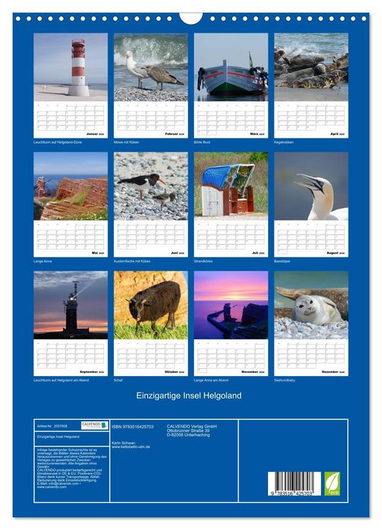 Produktbild: Einzigartige Insel Helgoland (Wandkalender 2026 DIN A3 hoch), CALVENDO Monatskalender