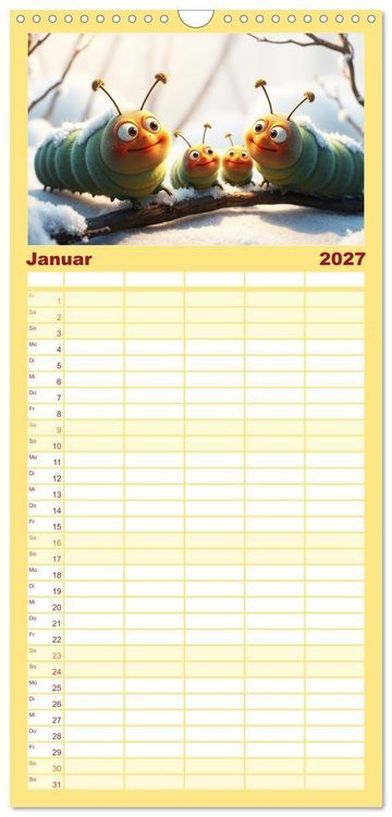 Produktbild: Familienplaner 2027 - Raupen-Rabatz - Ein Jahr voller Krabbelspa&szlig; mit 5 Spalten (Wandkalender, 21 x 45 cm) CALVENDO