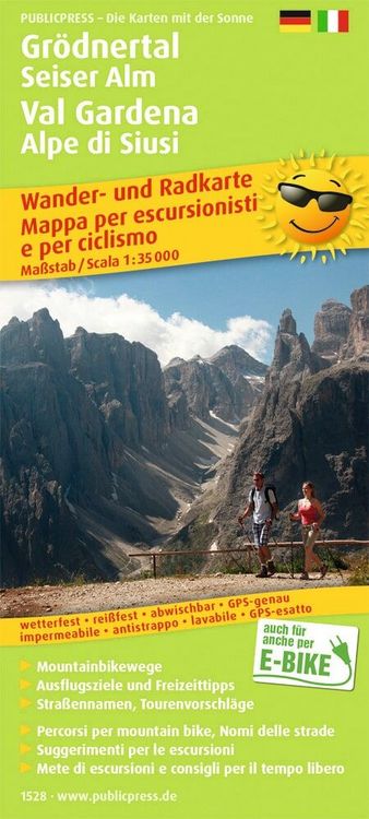 Produktbild: Publicpress Rad- und Wanderkarte Gr&ouml;dnertal, Seiser Alm / Val Gardena, Alpe di Siusi 1:35.000