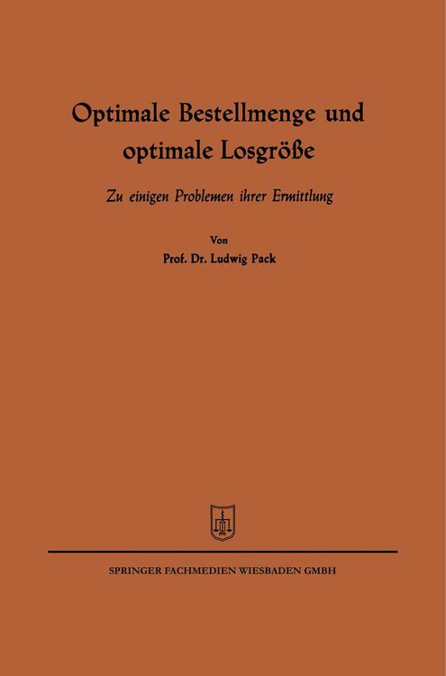 Produktbild: Optimale Bestellmenge und optimale Losgr&ouml;&szlig;e