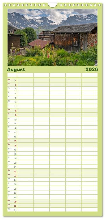 Produktbild: Familienplaner 2026 - Schweiz - Die gr&uuml;ne Lunge Europas mit 5 Spalten (Wandkalender, 21 x 45 cm) CALVENDO