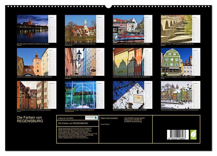 Produktbild: Die Farben von REGENSBURG (hochwertiger Premium Wandkalender 2026 DIN A2 quer), Kunstdruck in Hochglanz