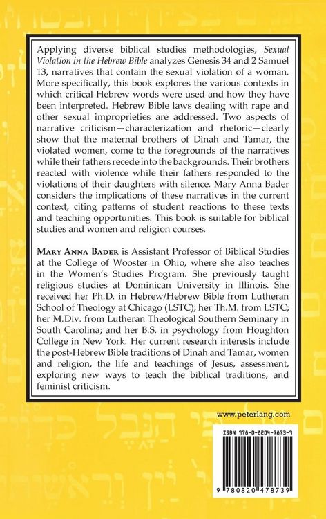 Produktbild: Sexual Violation in the Hebrew Bible