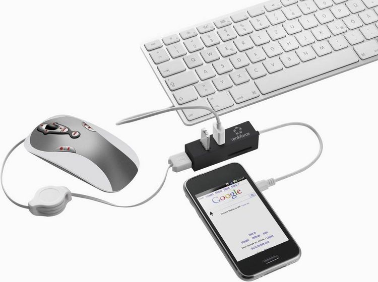 Produktbild: Renkforce RF-4995192 USB-Hub 3 Port USB-A, SD, microSD, M2, Memory Stick USB 2.0 480MBit/s mit eingebautem SD-Kartenleser, mit