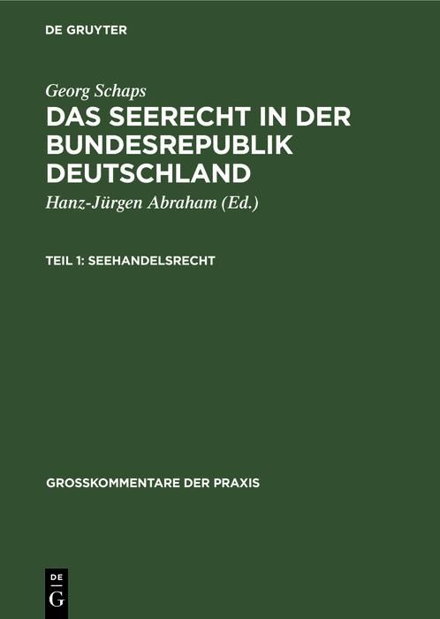 Produktbild: Georg Schaps: Das Seerecht in der Bundesrepublik Deutschland. Teil 1