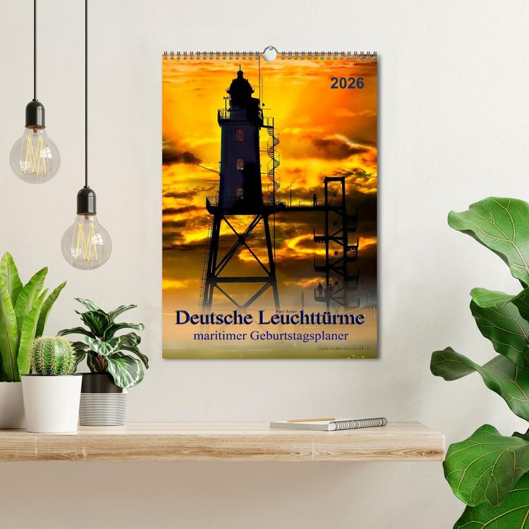 Produktbild: Deutsche Leuchtt&uuml;rme - maritimer Geburtstagsplaner (Wandkalender 2026 DIN A3 hoch), CALVENDO Monatskalender