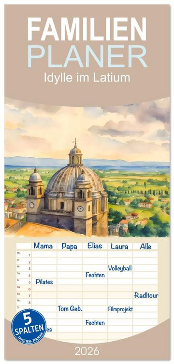 Produktbild: Familienplaner 2026 - Idylle im Latium mit 5 Spalten (Wandkalender, 21 x 45 cm) CALVENDO