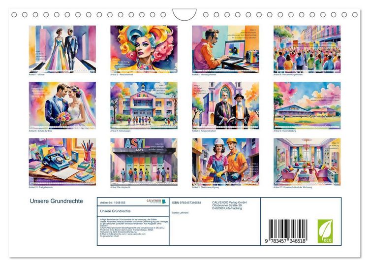 Produktbild: Unsere Grundrechte (Wandkalender 2026 DIN A4 quer), CALVENDO Monatskalender