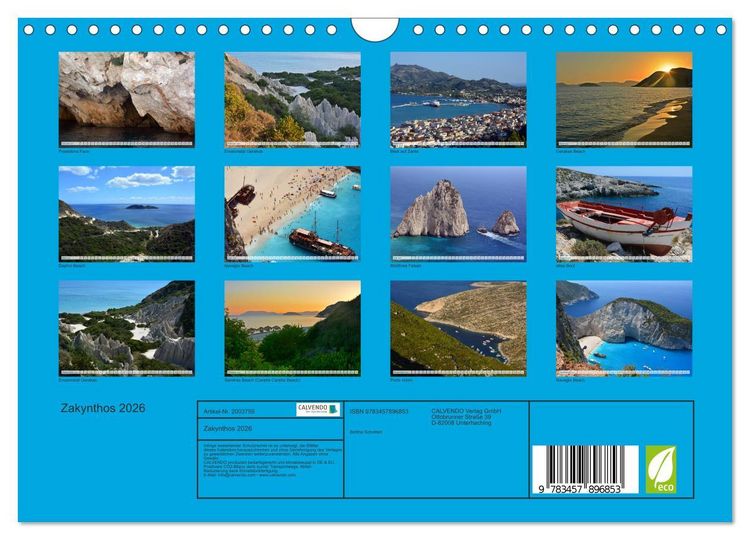 Produktbild: Zakynthos 2026 (Wandkalender 2026 DIN A4 quer), CALVENDO Monatskalender