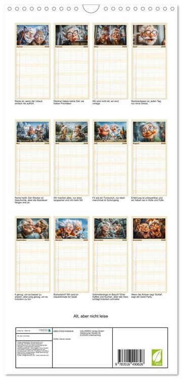 Produktbild: Familienplaner 2026 - Alt, aber nicht leise mit 5 Spalten (Wandkalender, 21 x 45 cm) CALVENDO