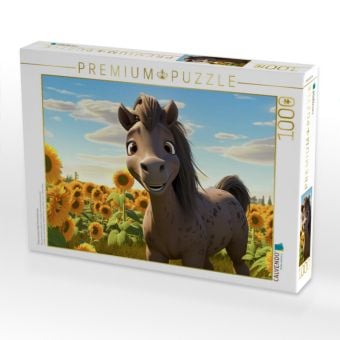 Produktbild: CALVENDO Puzzle Pony Lorenzo liebt Sonnenblumen | 1000 Teile Lege-Gr&ouml;&szlig;e 64x48cm Foto-Puzzle f&uuml;r gl&uuml;ckliche Stunden