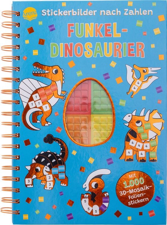 Produktbild: Stickerbilder nach Zahlen. Funkel-Dinosaurier (Mit 1.000 3D-Mosaik-Folienstickern)