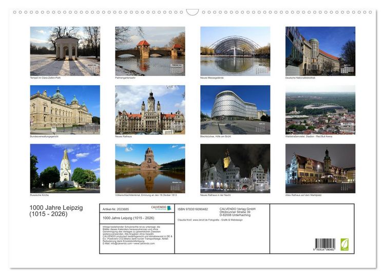 Produktbild: 1000 Jahre Leipzig (1015 - 2026) (Wandkalender 2026 DIN A2 quer), CALVENDO Monatskalender