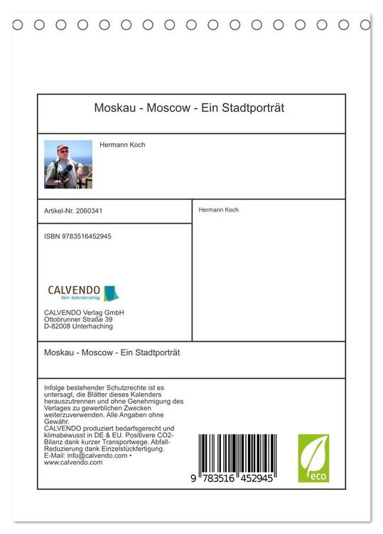 Produktbild: Moskau - Moscow - Ein Stadtportr&auml;t (Tischkalender 2026 DIN A5 hoch), CALVENDO Monatskalender