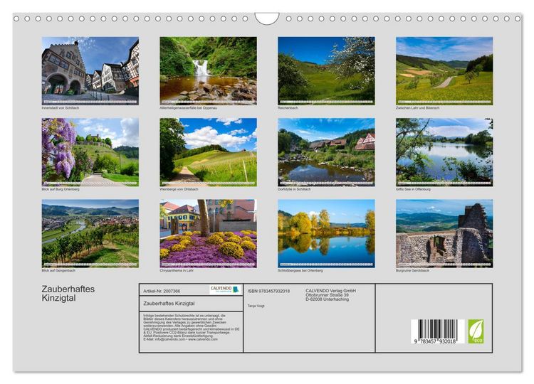 Produktbild: Zauberhaftes Kinzigtal (Wandkalender 2026 DIN A3 quer), CALVENDO Monatskalender