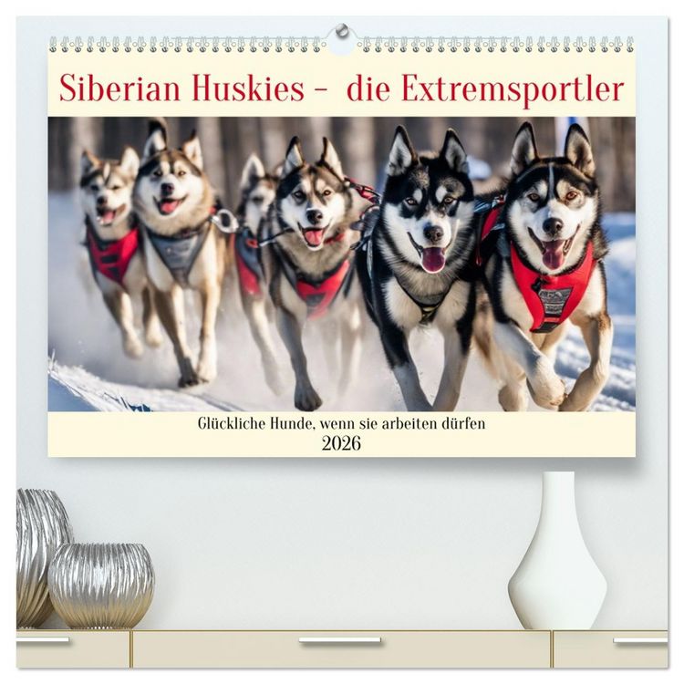 Produktbild: Siberian Huskies - die Extremsportler (hochwertiger Premium Wandkalender 2026 DIN A2 quer), Kunstdruck in Hochglanz