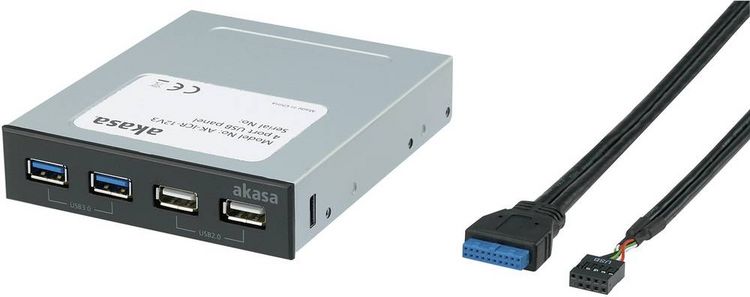 Produktbild: Akasa AK-ICR-12V3 USB-Hub 4 Port USB-A USB 3.0 5 GBit/s Schwarz
