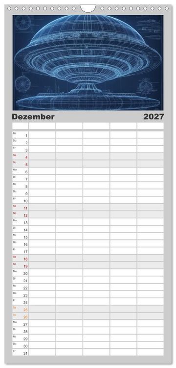 Produktbild: Familienplaner 2027 - Steampunk - Blaupausen mit 5 Spalten (Wandkalender, 21 x 45 cm) CALVENDO