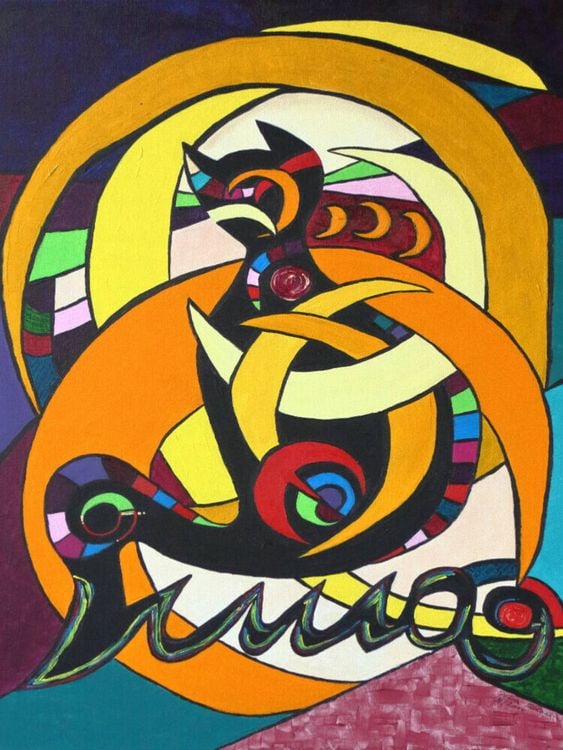 Produktbild: CALVENDO Puzzle Luna-K&auml;tz-Dreams, Petra Kolossa, Acryl auf Leinwand, 70x50, 2014 | 1000 Teile Lege-Gr&ouml;&szlig;e 64x48cm Foto-Puzzle f&uuml;r gl&uuml;ckliche Stunden