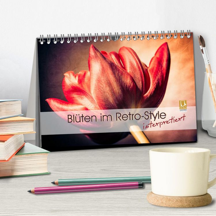 Produktbild: Bl&uuml;ten im Retro-Style (Tischkalender 2026 DIN A5 quer), CALVENDO Monatskalender