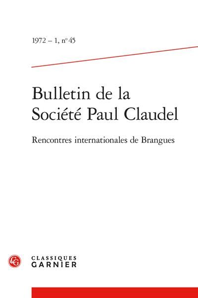 Produktbild: Bulletin de la Societe Paul Claudel; Rencontres Internationales de