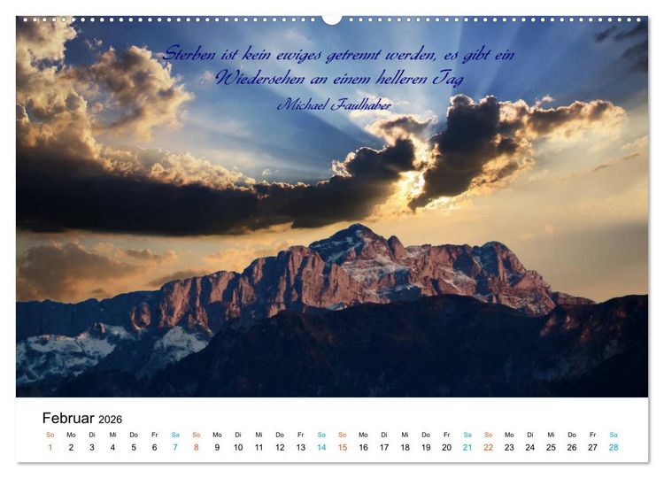 Produktbild: Zeit f&uuml;r Trauer - begleitet mit Zitaten (hochwertiger Premium Wandkalender 2026 DIN A2 quer), Kunstdruck in Hochglanz
