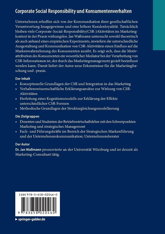 Produktbild: Corporate Social Responsibility und Konsumentenverhalten