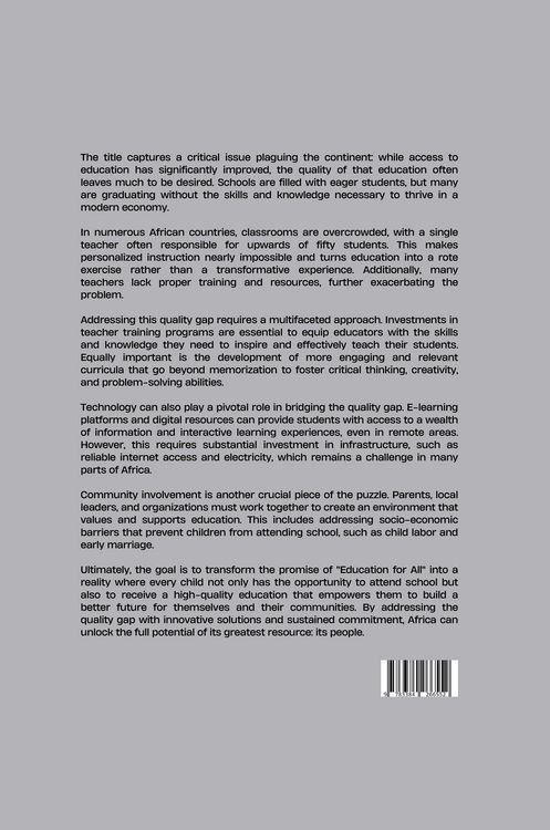 Produktbild: Education for All, Learning for None: Addressing Africa's Quality Gap