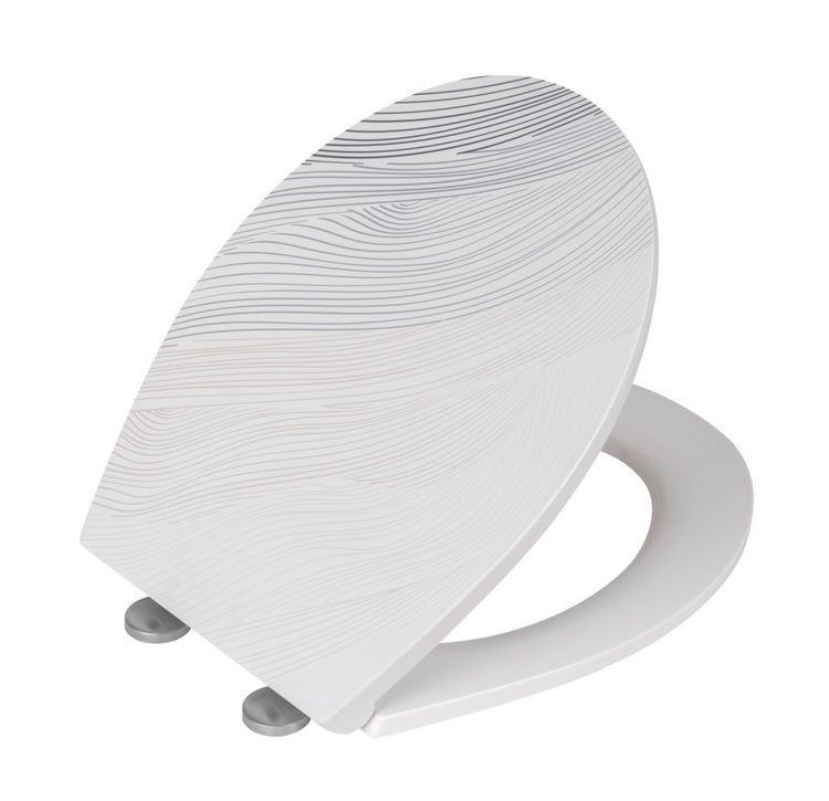 Produktbild: WC-Sitz Mod. Menin, mehrfarbig, Duroplast, Edelstahl, 38x44,5 cm, easy-close Absenkautomatik