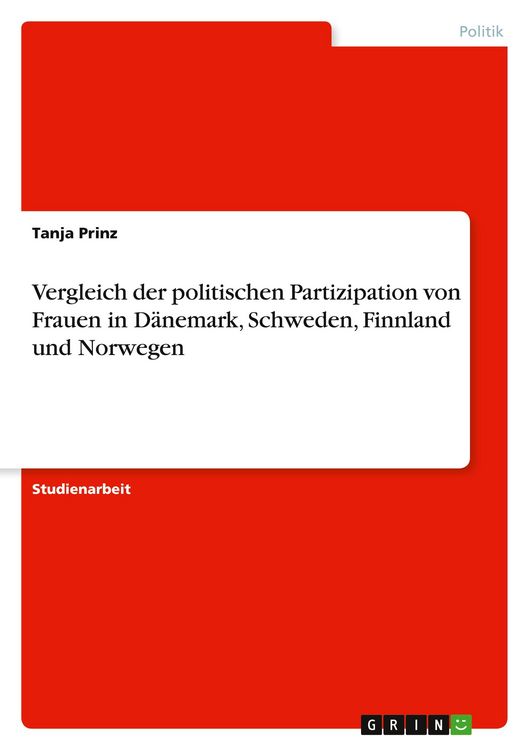 Produktbild: Vergleich der politischen Partizipation von Frauen in D&auml;nemark, Schweden, Finnland und Norwegen