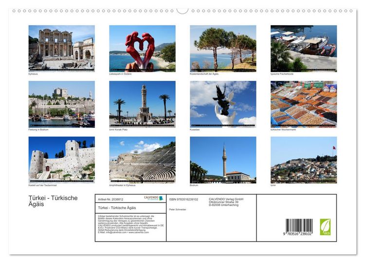 Produktbild: T&uuml;rkei - T&uuml;rkische &Auml;g&auml;is (hochwertiger Premium Wandkalender 2026 DIN A2 quer), Kunstdruck in Hochglanz