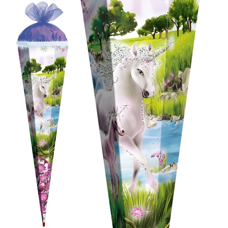 Produktbild: Motiv-Schult&uuml;te 85cm, Einhorn m. Fohlen, Effekt