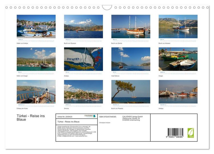Produktbild: T&uuml;rkei - Reise ins Blaue (Wandkalender 2026 DIN A3 quer), CALVENDO Monatskalender