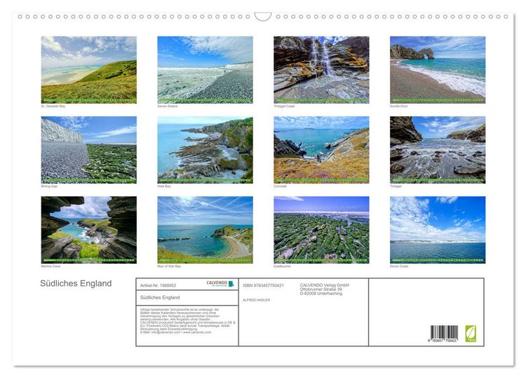 Produktbild: S&uuml;dliches England (Wandkalender 2026 DIN A2 quer), CALVENDO Monatskalender