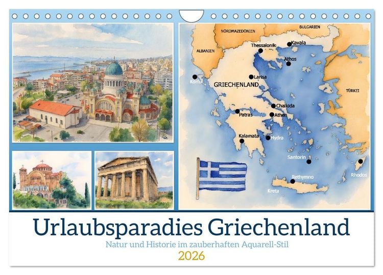 Produktbild: Urlaubsparadies Griechenland (Wandkalender 2026 DIN A4 quer), CALVENDO Monatskalender
