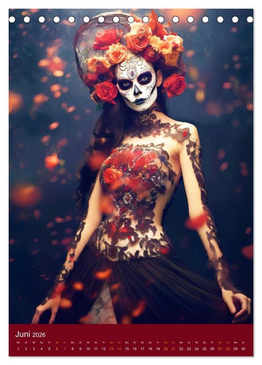 Produktbild: Dia de Muertos Kreative Portr&auml;ts in Festanlehnung (Tischkalender 2026 DIN A5 hoch), CALVENDO Monatskalender