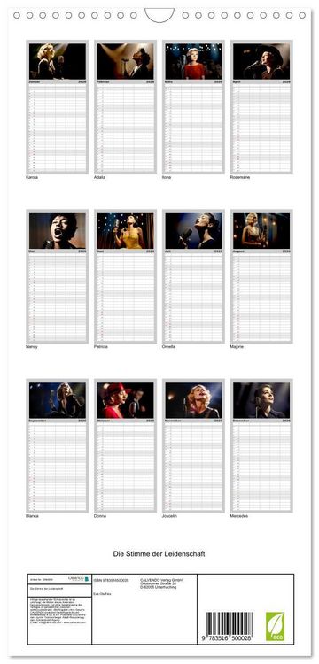 Produktbild: Familienplaner 2026 - Die Stimme der Leidenschaft mit 5 Spalten (Wandkalender, 21 x 45 cm) CALVENDO