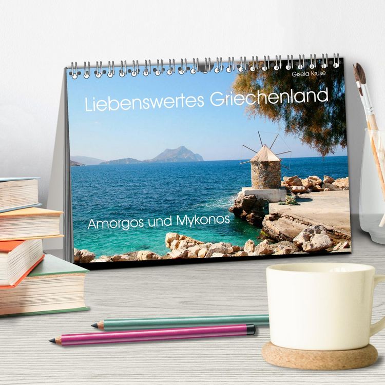 Produktbild: Liebenswertes Griechenland Amorgos und Mykonos (Tischkalender 2026 DIN A5 quer), CALVENDO Monatskalender