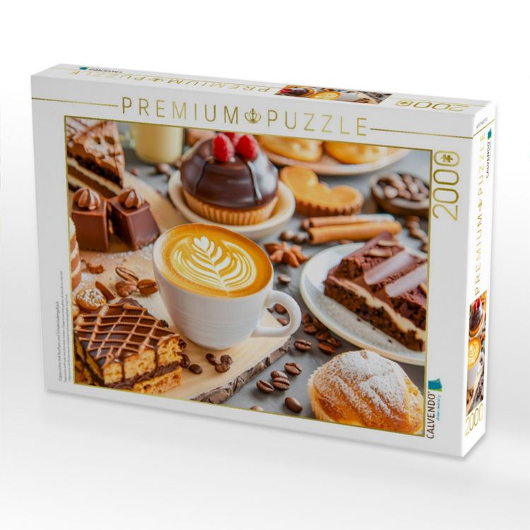 Produktbild: CALVENDO Puzzle Cappuccino mit Kuchen und Schokoladengeb&auml;ck | 2000 Teile Lege-Gr&ouml;&szlig;e 90x67cm Foto-Puzzle f&uuml;r gl&uuml;ckliche Stunden