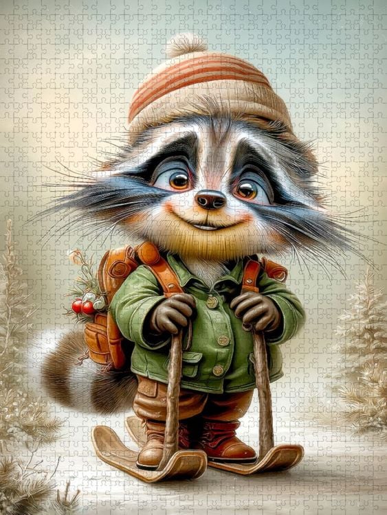 Produktbild: CALVENDO Puzzle Waschb&auml;r Weihnachtsmann | 1000 Teile Lege-Gr&ouml;&szlig;e 64x48cm Foto-Puzzle f&uuml;r gl&uuml;ckliche Stunden