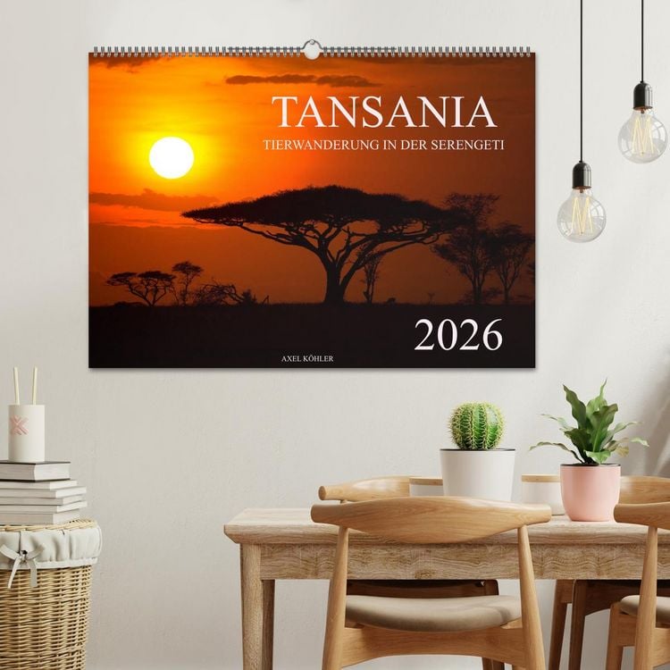 Produktbild: Tansania - Tierwanderung in der Serengeti (Wandkalender 2026 DIN A2 quer), CALVENDO Monatskalender