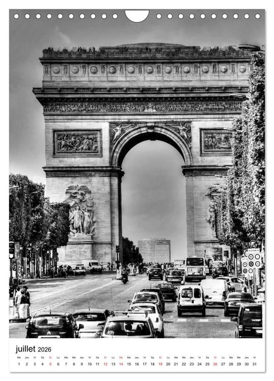 Produktbild: Paris noir blanc (Calendrier mural 2026 DIN A4 horizontal), CALVENDO calendrier mensuel