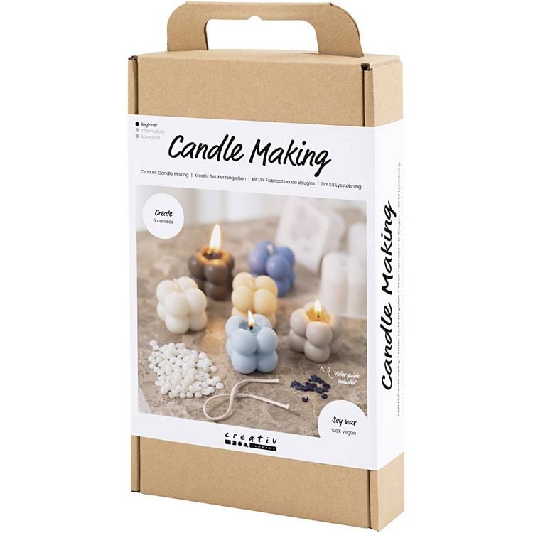 Produktbild: Creativ Company Kreativ Set Kerzengie&szlig;en, Blasenkerze aus Sojawachs, Beige, Hellblau, Creme