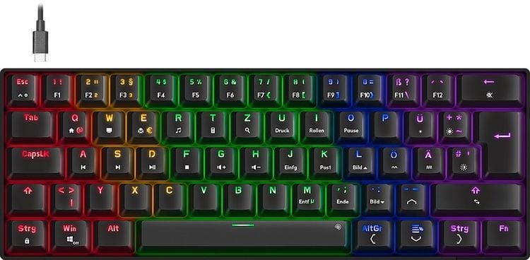 Produktbild: SPEEDLINK ATMOS RGB Rainbow Mechanical 60% Gaming Keyboard with brown switches, black - DE layout