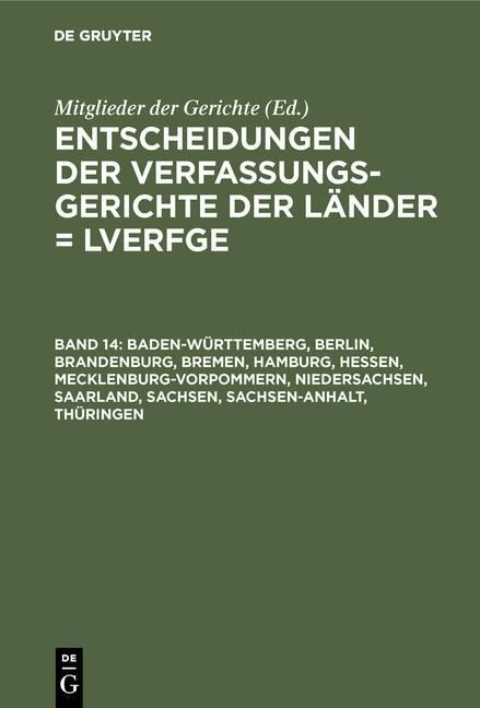 Produktbild: Baden-W&uuml;rttemberg, Berlin, Brandenburg, Bremen, Hamburg, Hessen, Mecklenburg-Vorpommern, Niedersachsen, Saarland, Sachsen, Sachsen-Anhalt, Th&uuml;ringen